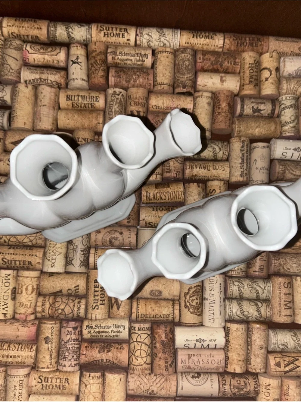 Andrea By Sadek White 5-Finger Fine Porcelain Vases - Set of 2